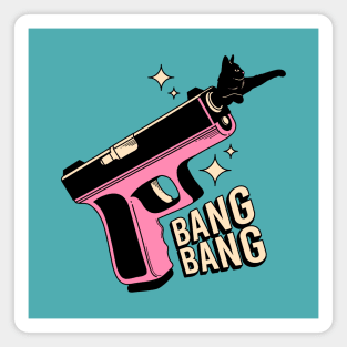 Bang Bang Black Cat in blue Magnet